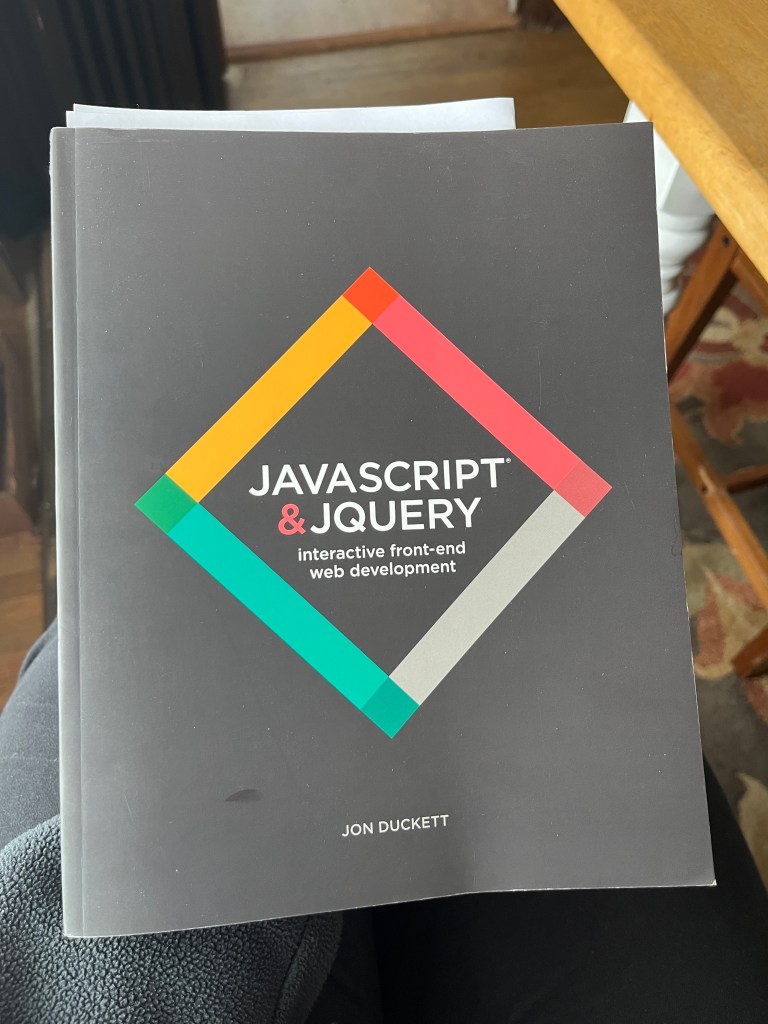 Photo of book "Javascript & JQuery: interactive front-end web development," by Jon Duckett.