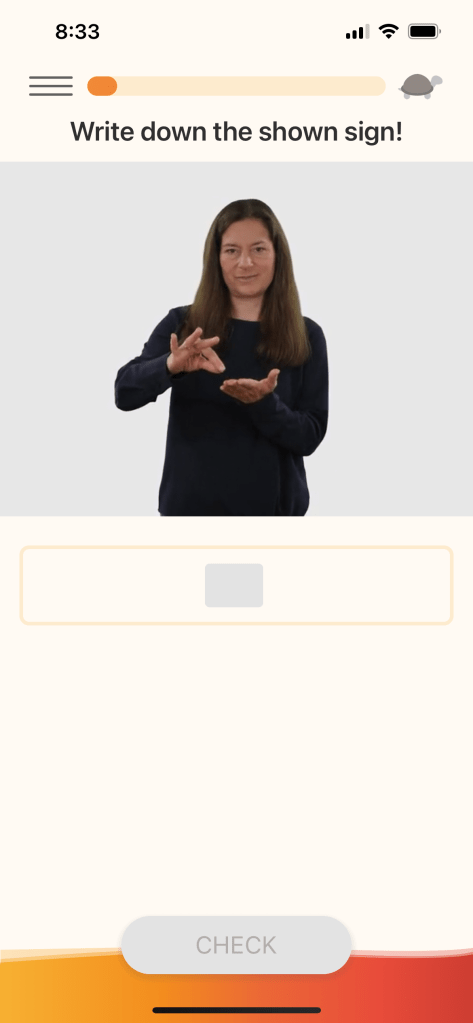 Screenshot of an instructor demonstrating a sign.
