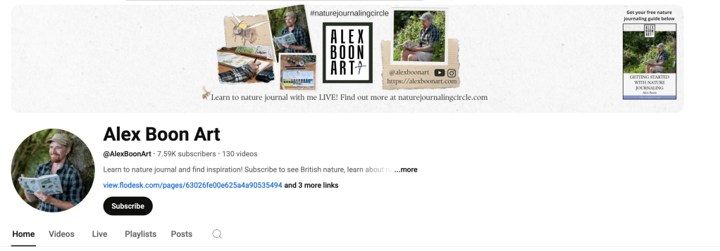 Screenshot of Alex Boon’s YouTube Channel