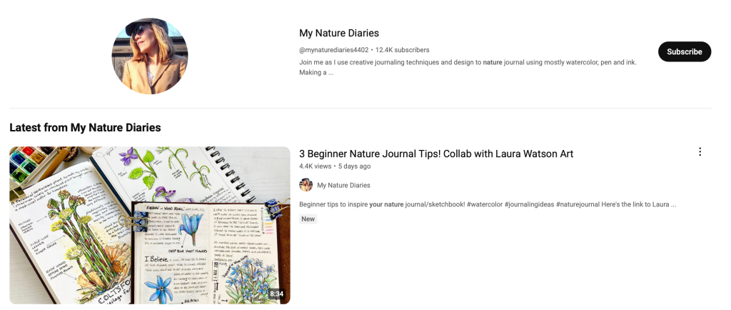 screenshot of My Nature Diaries YouTube Channel